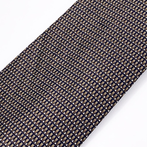 Umo Lorenzo Tie Green Silk Geometric Pattern - Picture 3 of 6